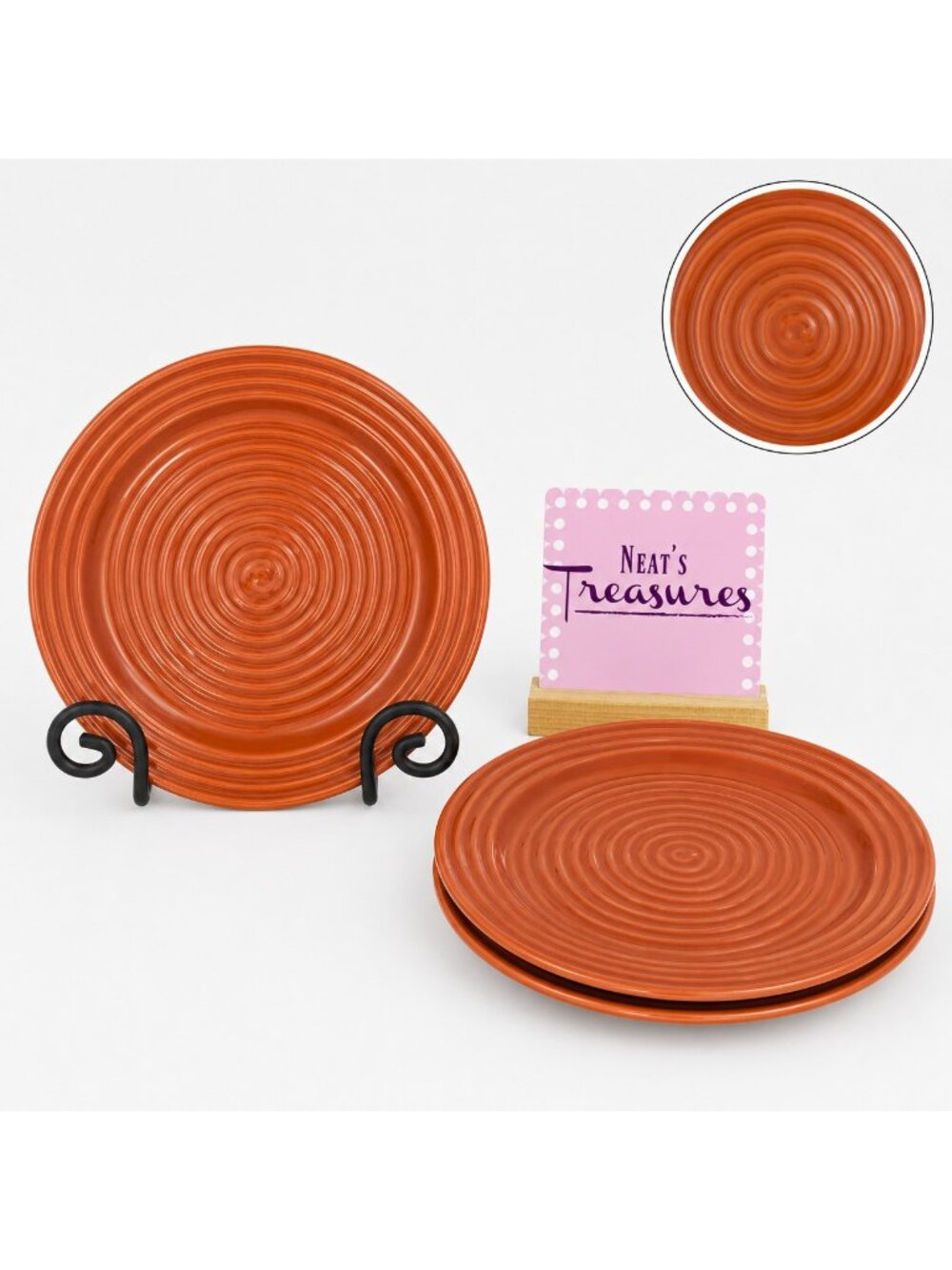 Home Trends Agriduice Orange Embossed Rings Center Oven Safe Salad Plates Set 3